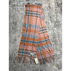 Peck And Peck Cashmere Scarf Tan Pink Nova Check Warm Classic Old Money NWT